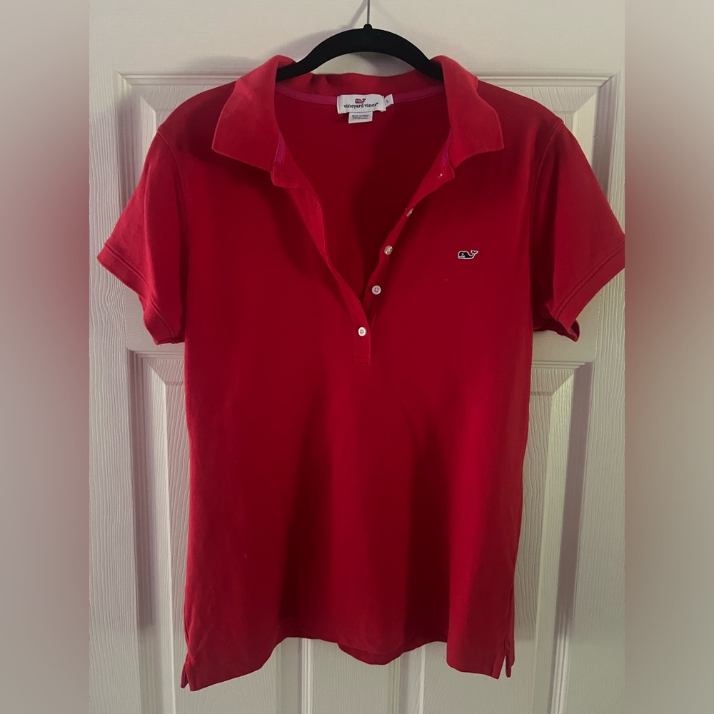 Vineyard Vines Ladies Polo Shirt. Size: large. Color: red.